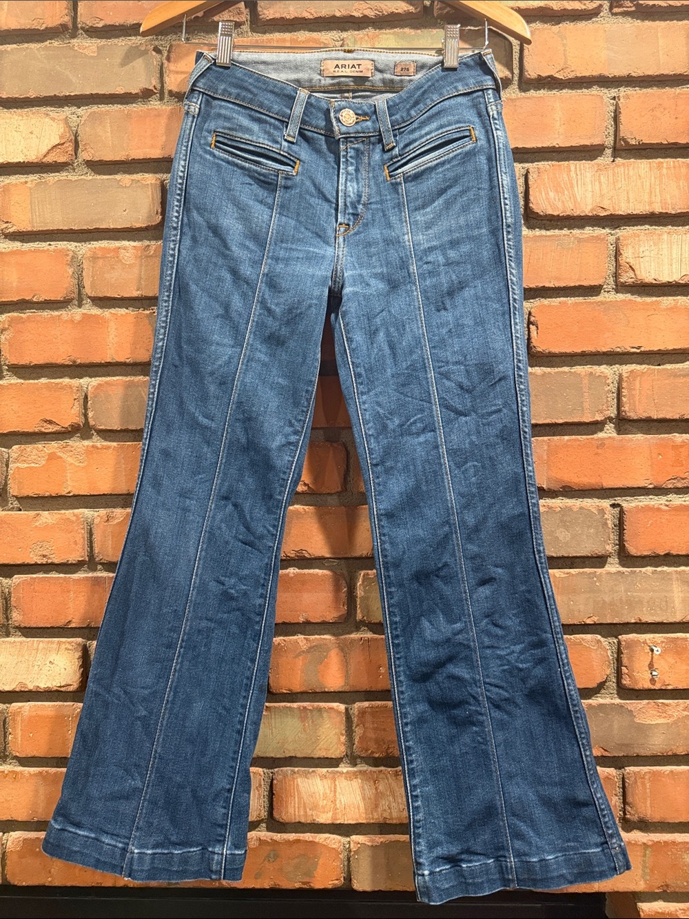 Ariat Mid-Blue Flare Jeans with Front Seam Detail